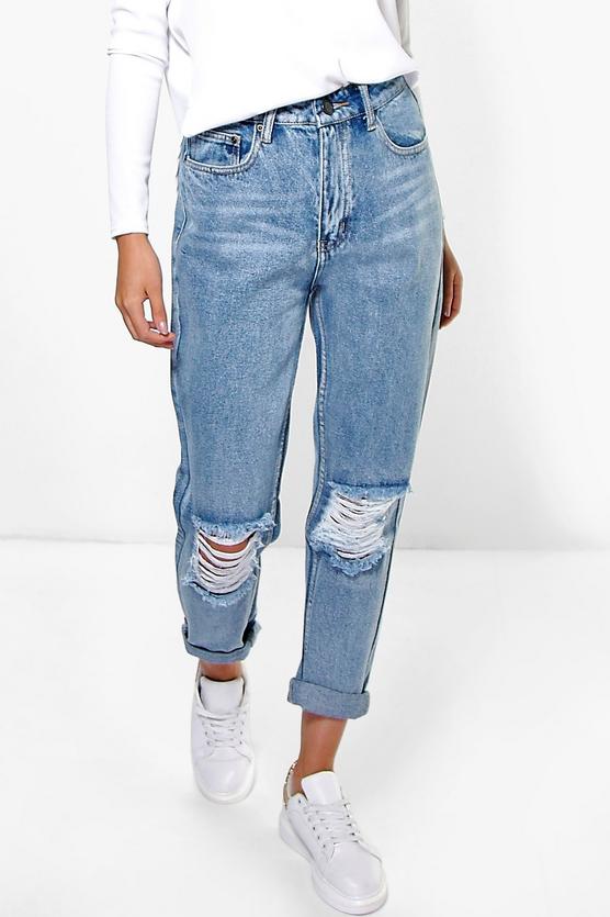 Penny Light Blue Open Knee Boyfriend Jeans